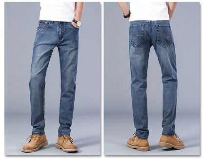 Men's Jeans - Summer Casual Fashionable and Universal Stretch Elastic Mid-Level Denim Jeans Midtown Industry Loose Jeans