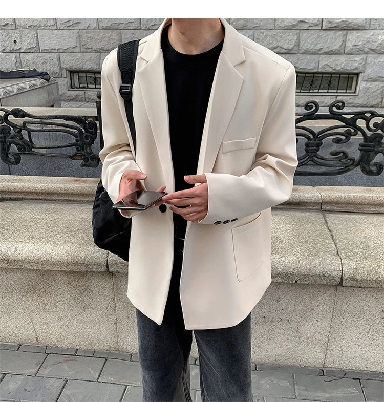 2024 Spring Summer Men Formal Blazers Men Korean Fashion Loose Casual Dress Jacket Men Harajuku Social Suit Jacket Clothing