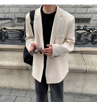 2024 Spring Summer Men Formal Blazers Men Korean Fashion Loose Casual Dress Jacket Men Harajuku Social Suit Jacket Clothing