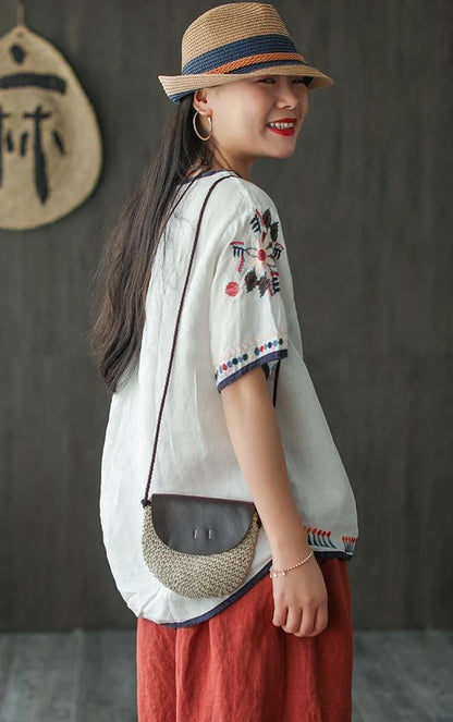 Women's T-shirt Summer 2024 Outfit Short Sleeve Top Female Graphic Cheap Clothes Aesthetic Baggy Korean Cotton Linen Clothing Xl
