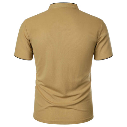 Men's short-sleeved stand-up collar top casual fashion daily solid color short-sleeved stand-up collar T-shirt casual top