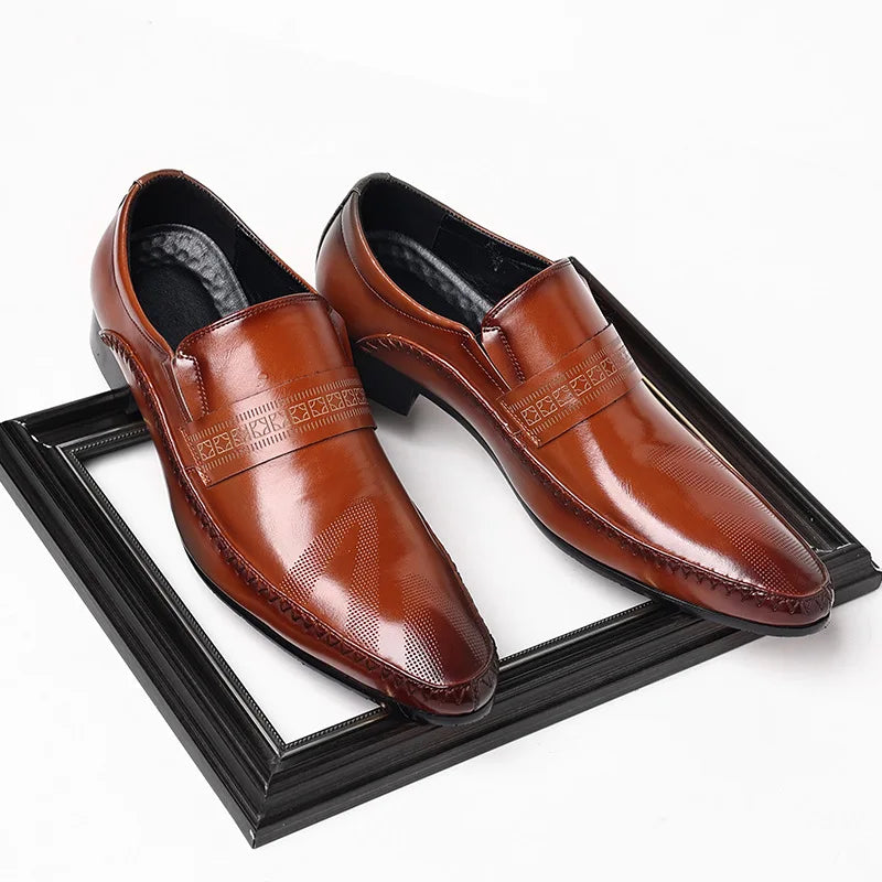Fotwear Men Dress Shoes Black Leather Wedding Mens Shoes Slip On Office Men Loafers Plus Size Italian Designer Formal Shoes Male