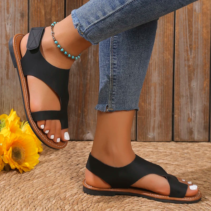 Women's Sandals Summer Flat Roman Sandals Women's 2025 New Retro Toe Anti-Slip Women's Shoes Zapatos De Mujer Platform