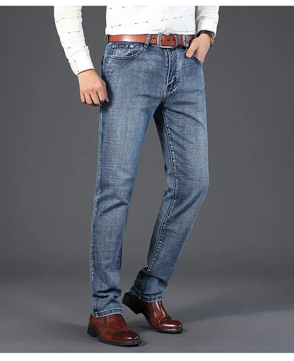 Men's Jeans - Summer Casual Fashionable and Universal Stretch Elastic Mid-Level Denim Jeans Midtown Industry Loose Jeans