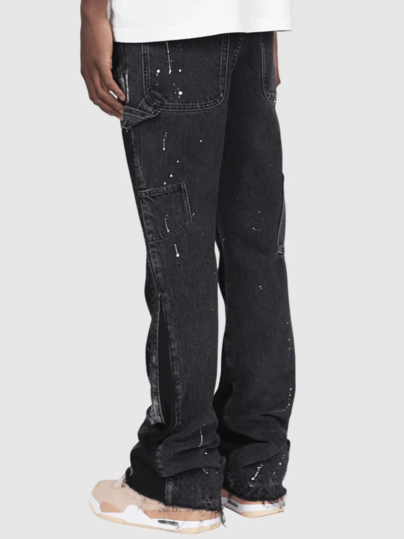 2025 New Fashionable high street brand men's jeans loose straight leg casual pants American retro micro trumpet starry sky jeans
