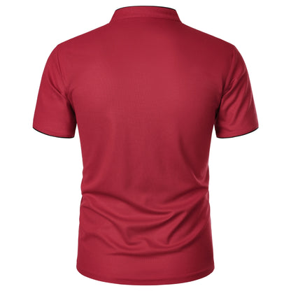 Men's short-sleeved stand-up collar top casual fashion daily solid color short-sleeved stand-up collar T-shirt casual top