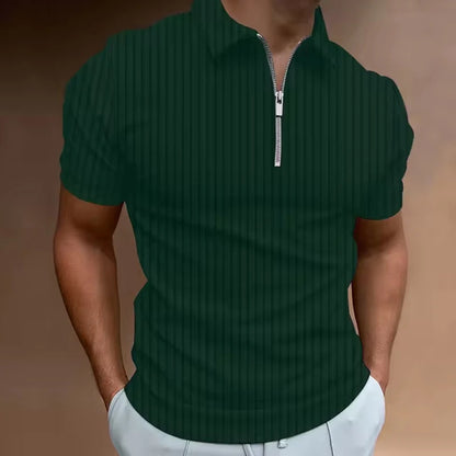 Men's Golf Shirt Quarter Zipper Polo Casual Holiday Lapel Short Sleeve T Shirt Fashion Basic Summer Regular Fit Polo Shirt