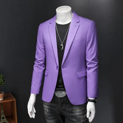 Fashion Men's Business Casual Blazer Black White Red Green Solid Color Slim Fit Jacket Wedding Groom Party Suit Coat M-6XL