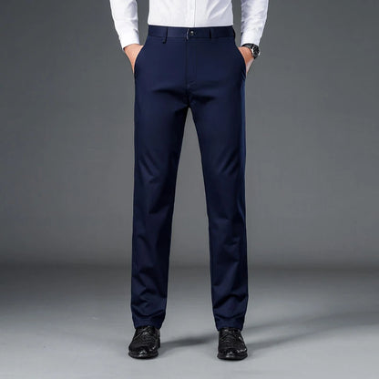 Male Pants Stretch Solid Black Smart Casual Men's Trousers Office Quick Dry Suit Pants New Spring Autumn Korean Straight Pants