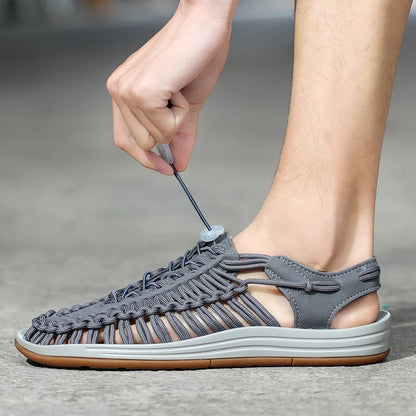 Men Sandals Summer Weave Shoes Boys Sandal Mens Sandles Outdoor Breathable Comfort Slip On Plus Big Size 45 46 Sandalias Hombre