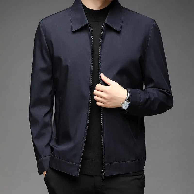 Men High Quality Fashion Business Spring Autumn Stand Collar fashion Jacket Coats Simple Solid Jackets Cloting Casual Jacket