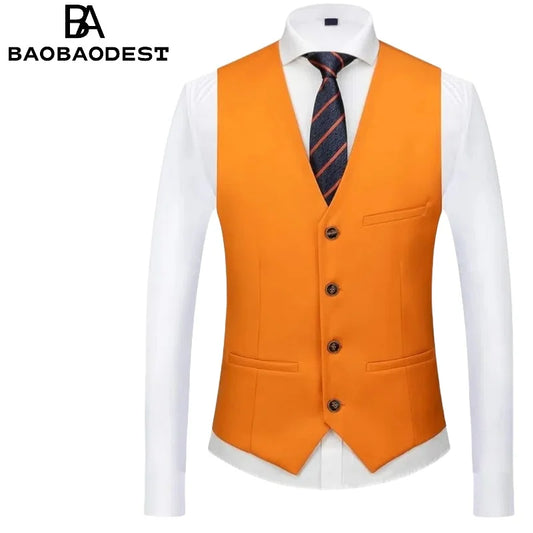 Men's Slim Fit 4-Button Vest | Solid Color Formal Waistcoat for Business/Tuxedo/Wedding (Tailored Fit)  Corporate Events