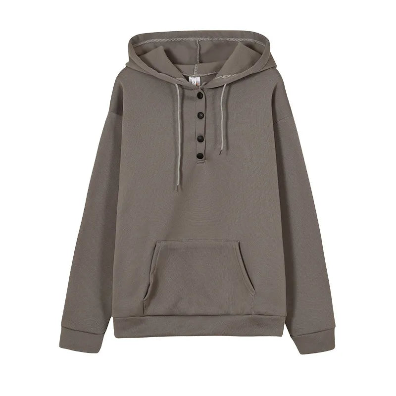 2026 Autumn New Women Loose Fit Hooded Sweatshirt Drawstring Pocket Design Long Sleeve Casual Daily Streetwear Fashion Tops