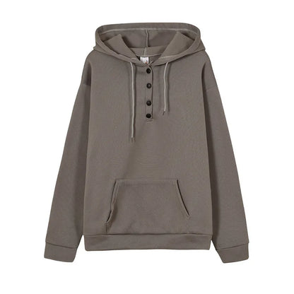 2026 Autumn New Women Loose Fit Hooded Sweatshirt Drawstring Pocket Design Long Sleeve Casual Daily Streetwear Fashion Tops