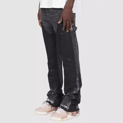 2025 New Fashionable high street brand men's jeans loose straight leg casual pants American retro micro trumpet starry sky jeans