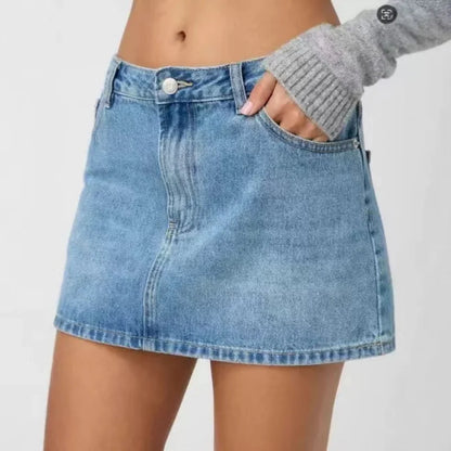 Women's Summer Fashionable Washed Denim Short Skirt 2026 New Clothing for Women Trendy Minimalist Style Girls' Skirts