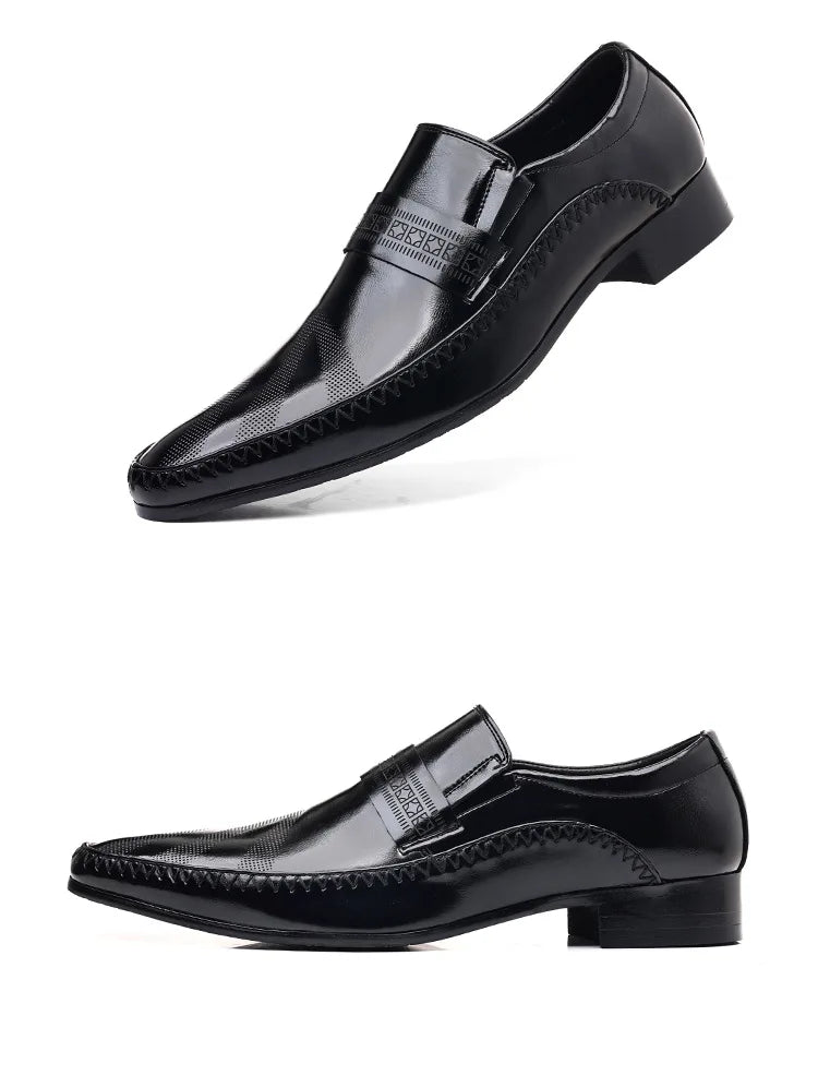 Fotwear Men Dress Shoes Black Leather Wedding Mens Shoes Slip On Office Men Loafers Plus Size Italian Designer Formal Shoes Male