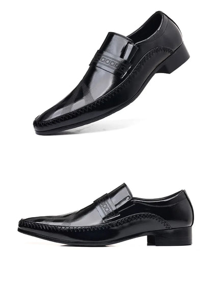 Fotwear Men Dress Shoes Black Leather Wedding Mens Shoes Slip On Office Men Loafers Plus Size Italian Designer Formal Shoes Male
