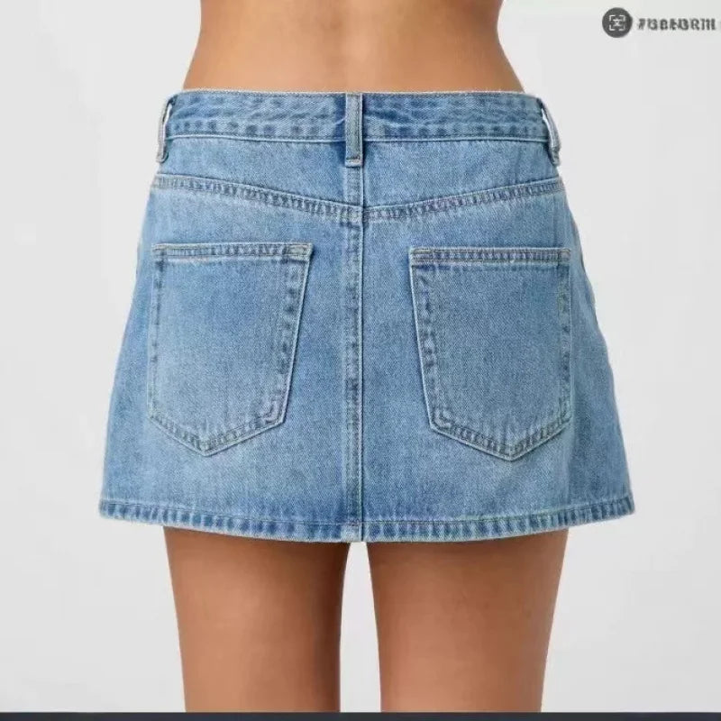 Women's Summer Fashionable Washed Denim Short Skirt 2026 New Clothing for Women Trendy Minimalist Style Girls' Skirts