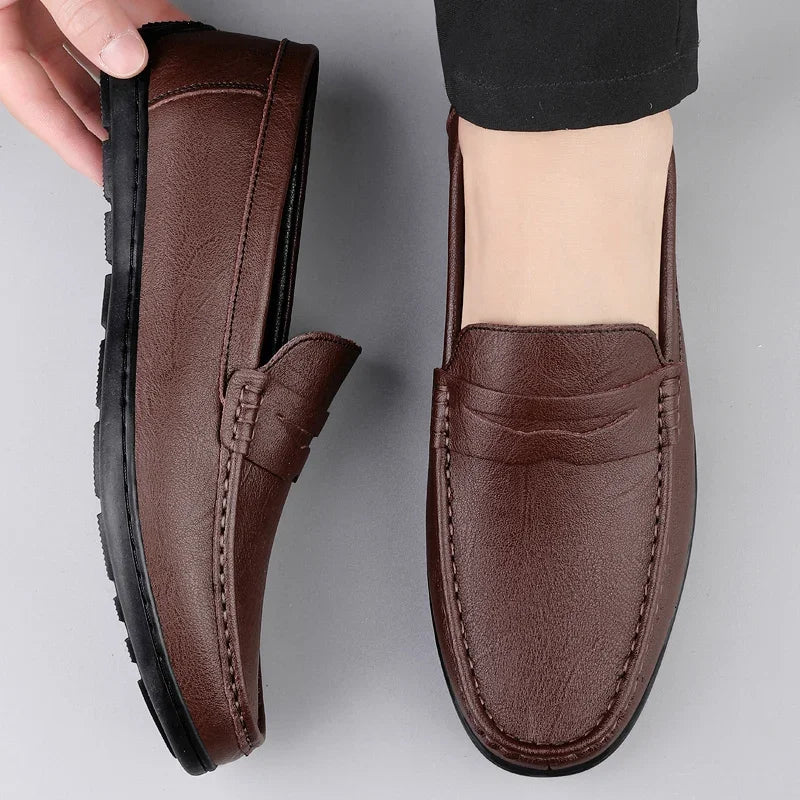 Genuine Leather Men Casual Shoes Luxury Brand Formal Dress Shoes Breathable Mens Loafers Slip on Male Boat Shoes Size 38-47