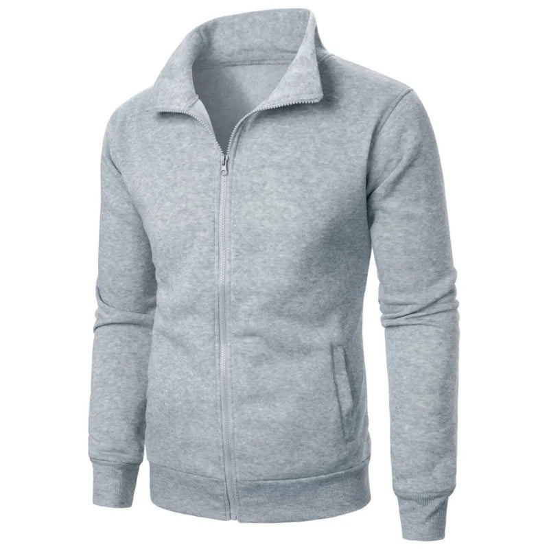 Autumn Men's Long Sleeve Zipper Jacket Coats Solid Color Warm Sweatshirts Casual Baseball Jacket Outdoor Streetwear