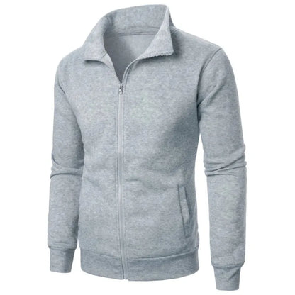 Autumn Men's Long Sleeve Zipper Jacket Coats Solid Color Warm Sweatshirts Casual Baseball Jacket Outdoor Streetwear