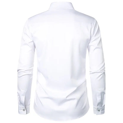 New Men's Casual Long Sleeve Shirt Black/Red/White Available European Size S-XXL