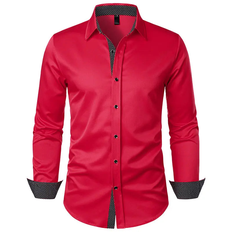 New Men's Casual Long Sleeve Shirt Black/Red/White Available European Size S-XXL