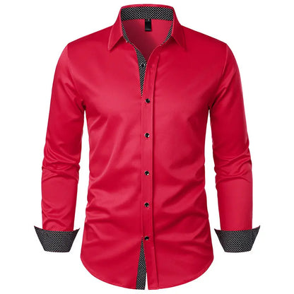 New Men's Casual Long Sleeve Shirt Black/Red/White Available European Size S-XXL