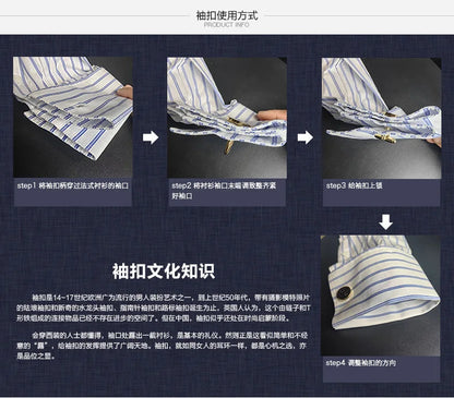 Men's French cufflinks shirt, men's slim fit long sleeved business sleeve nail free business formal men's solid color shirt