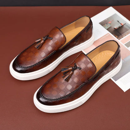 Men Casual Shoes Breathable Leather Loafers Business Office Shoes For Men Driving Moccasins Comfortable Slip On Tassel Shoe