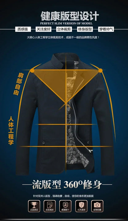 Men's fashion Jacket coats male Jacket Full Zip Windproof Work Coat blazer Outwear coats Men's Bomber Zipper Jacket Male