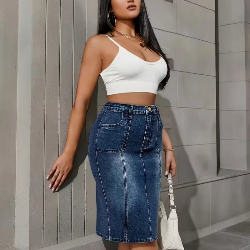 Women's Skirt Bodycon Pencil Slim Fit High Waist Versatile Spring Summer Casual Essential Outfit Daily Wear Style