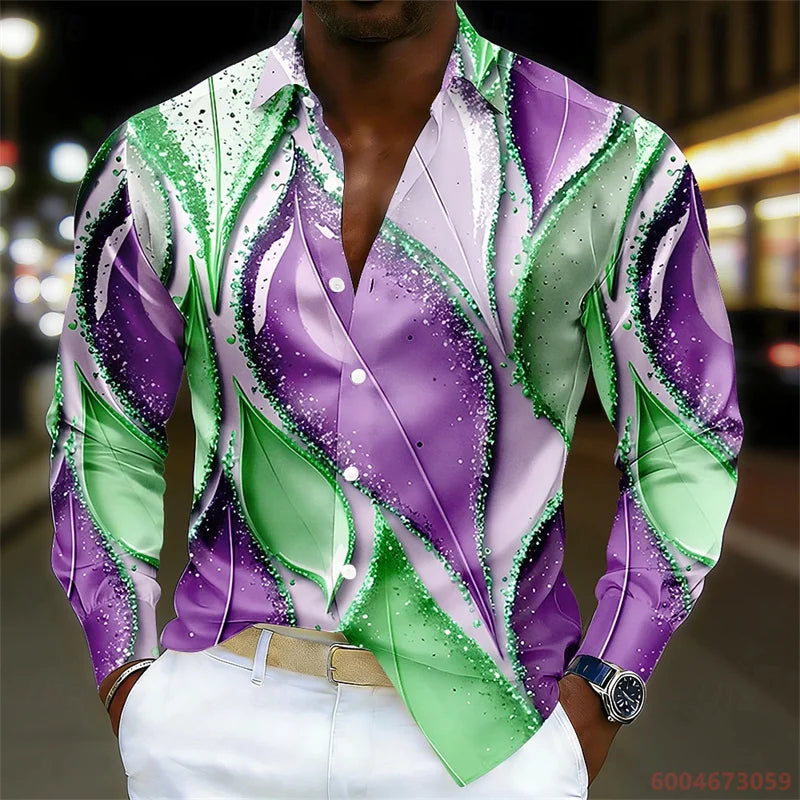 Men's Shirt Gradient Striped Long Sleeved Shirt Casual Business Collar Shirt Spring and Autumn New Trend Men's Top XS-6XL Size