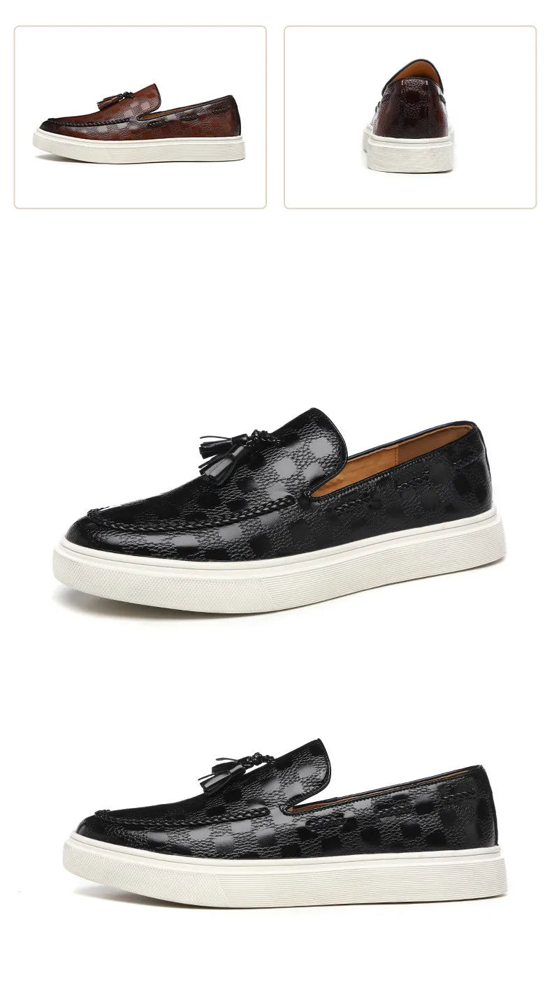 Men Casual Shoes Breathable Leather Loafers Business Office Shoes For Men Driving Moccasins Comfortable Slip On Tassel Shoe
