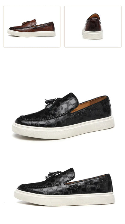 Men Casual Shoes Breathable Leather Loafers Business Office Shoes For Men Driving Moccasins Comfortable Slip On Tassel Shoe