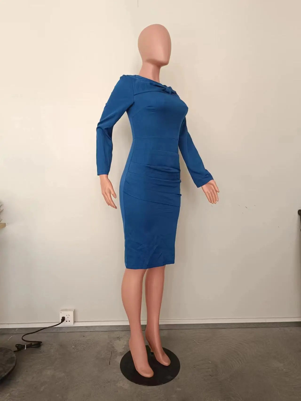 African Bodycon Dresses for Women Autumn Elegant African Long Sleeve O-neck Polyester Knee-length Dress Dashiki African Clothing