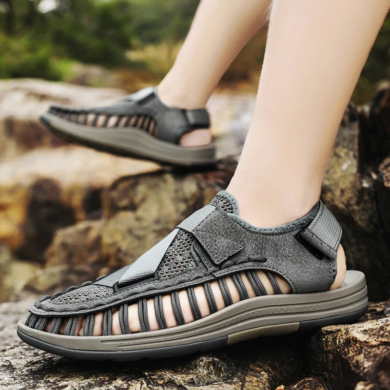 Summer Men Sandals Women Slippers Weaving Design Beach Sandals Breathable Casual Flat Sandals Outdoor Couples Sandals Size 46