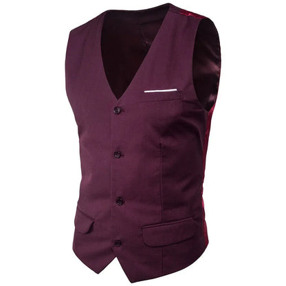 Vests Men Suits Coats Sleeveless Vest Coat Solid V Neck Single Breasted Blazer Slim Fit Casual Regular Splice Autumn 2024