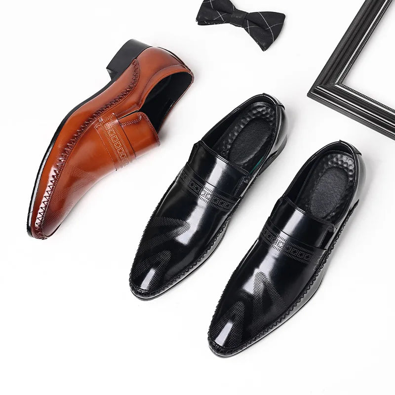 Fotwear Men Dress Shoes Black Leather Wedding Mens Shoes Slip On Office Men Loafers Plus Size Italian Designer Formal Shoes Male