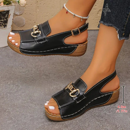 Women's Sandals Casual Heels Sandals for Summer Shoes Woman Wedges Heeled Sandals   Women