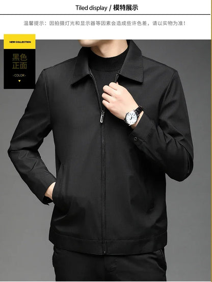 Men High Quality Fashion Business Spring Autumn Stand Collar fashion Jacket Coats Simple Solid Jackets Cloting Casual Jacket