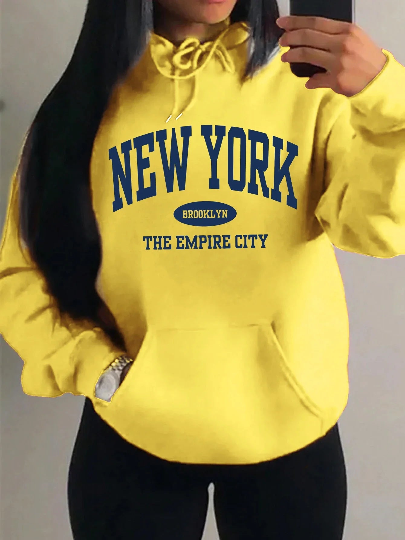 New York City Brooklyn Creative Letter Printed Female Hoodies Multicolor Loose Hoody Y2K Street Sportswear Fleece Hoodie Unisex