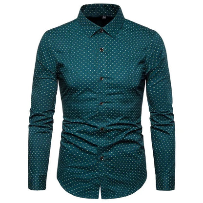 Spring Men Long-sleeved Cotton Shirts, Single-breasted Lapel Shirt, Blue Green Burgundy Khaki Gray White Optional, Asian Size