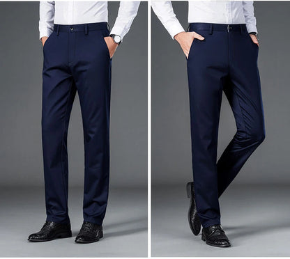 Male Pants Stretch Solid Black Smart Casual Men's Trousers Office Quick Dry Suit Pants New Spring Autumn Korean Straight Pants