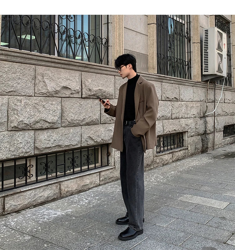 2024 Spring Summer Men Formal Blazers Men Korean Fashion Loose Casual Dress Jacket Men Harajuku Social Suit Jacket Clothing