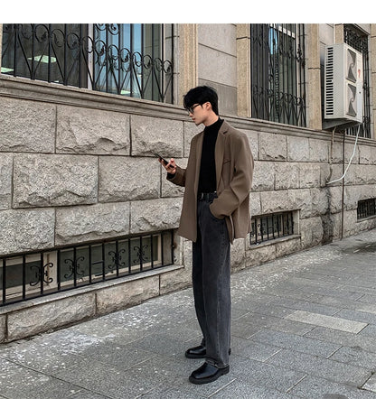 2024 Spring Summer Men Formal Blazers Men Korean Fashion Loose Casual Dress Jacket Men Harajuku Social Suit Jacket Clothing