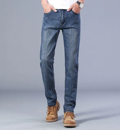 Men's Jeans - Summer Casual Fashionable and Universal Stretch Elastic Mid-Level Denim Jeans Midtown Industry Loose Jeans