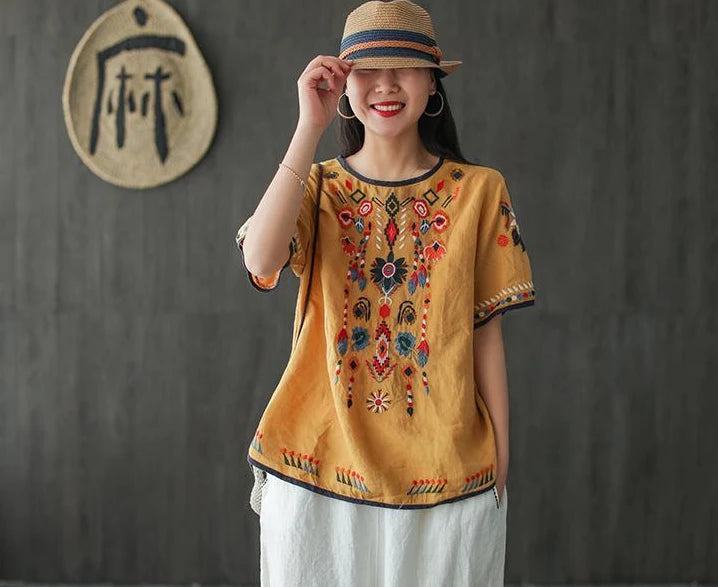 Women's T-shirt Summer 2024 Outfit Short Sleeve Top Female Graphic Cheap Clothes Aesthetic Baggy Korean Cotton Linen Clothing Xl