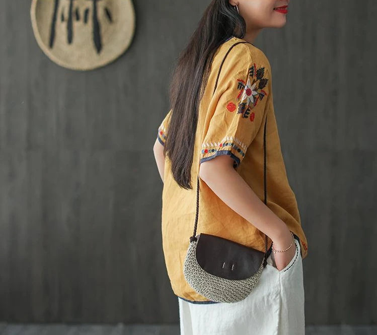 Women's T-shirt Summer 2024 Outfit Short Sleeve Top Female Graphic Cheap Clothes Aesthetic Baggy Korean Cotton Linen Clothing Xl